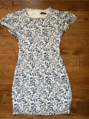Tommy Hilfiger White & Blue Floral Sheath Dress - Classic Women’s Dress